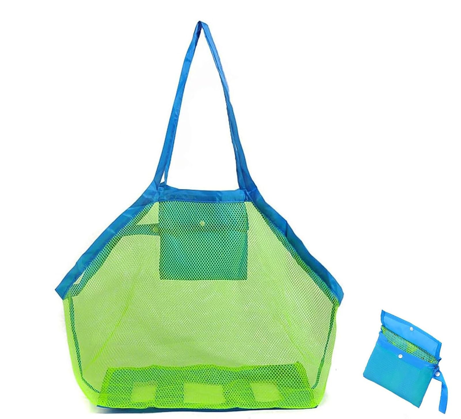 YIHUANYIFA Extra Large Mesh Beach Bag Sand Toy Bag For Holding Beach Toys Towels Quick Dry Net Tote Bag Pool Market Grocery Picnic Storage Tote Backpack (Blue)