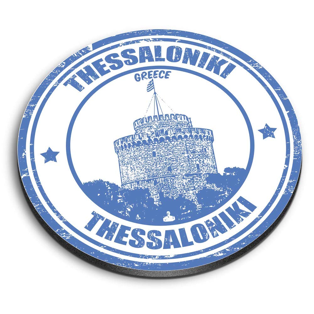 Destination Vinyl Ltd Multicolor 1 X Round Mdf Magnet - Thessaloniki City Greece Greek Travel 4578