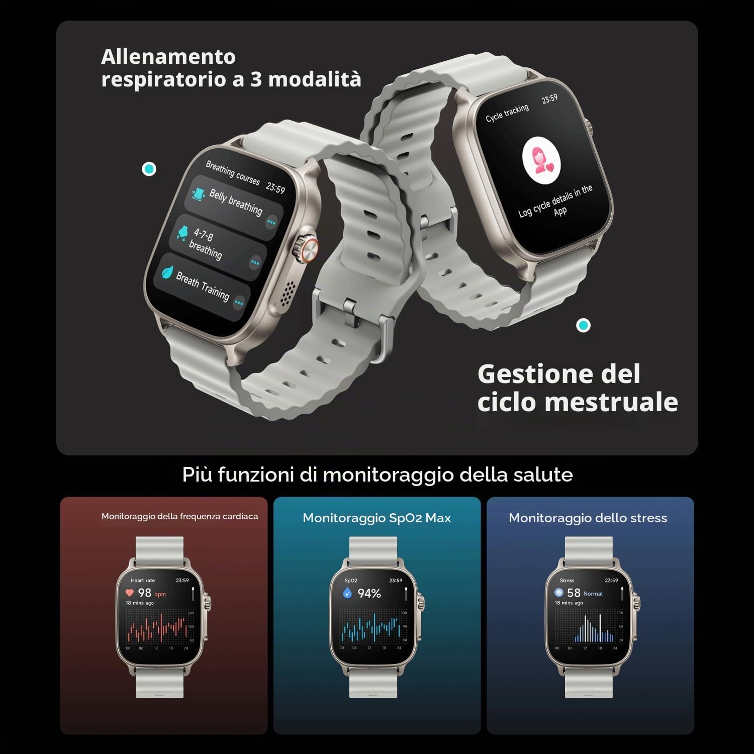 realme Watch 5 Orologio Intelligente, Bluetooth, NFC, GPS, Argento | Schermo AMOLED 1,97", Bluetooth, FC/Sonno/SpO2, IP68