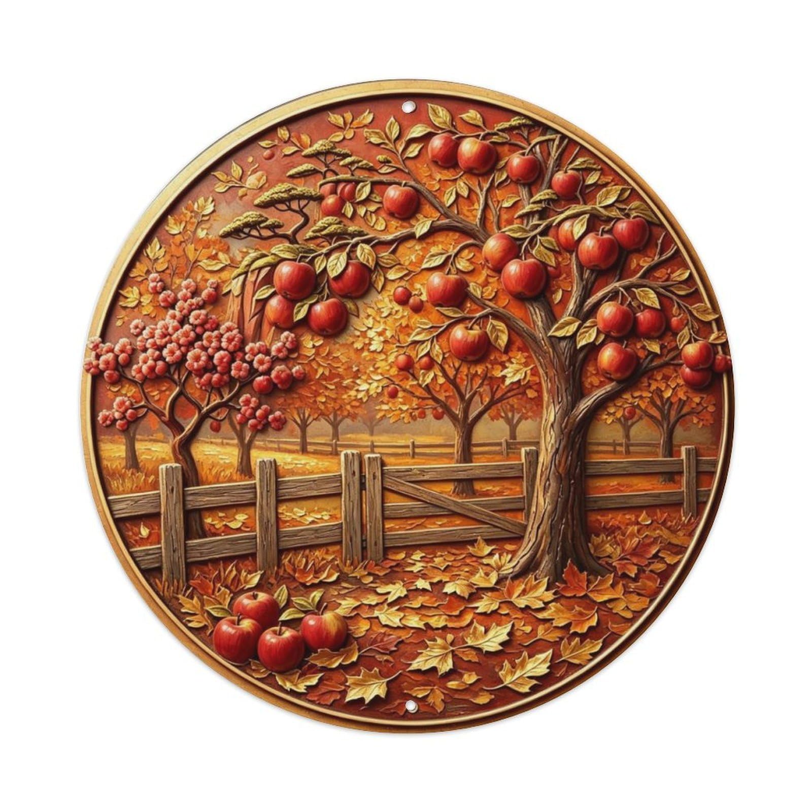 Autumn Apple Orchard Metal Tin Sign Plaque