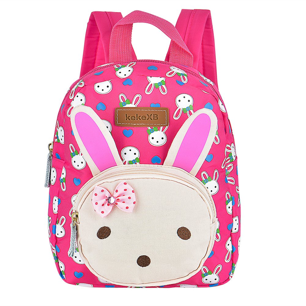Queta Mochila infantil Conejito 3D/Oxford, Bolsa Escuela para Bebé Niña Lindo Conejo Diseño Animal Mochila pequeña Rosa