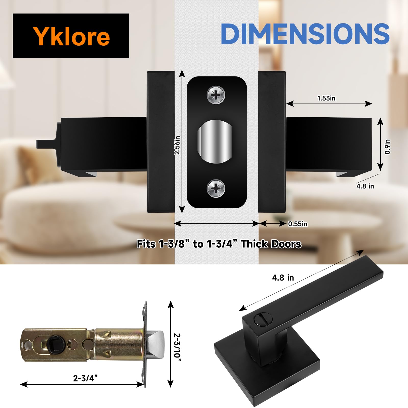 Yklore Interior Door Handle Privacy Door Levers, Heavy Duty