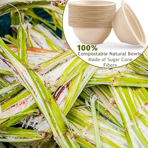 Miniatura 3 de Ocmoiy Paquete de 150 tazones de papel desechables de 8 onzas, cuencos de comida compostables pequeños, resistentes, ecológicos, para servir