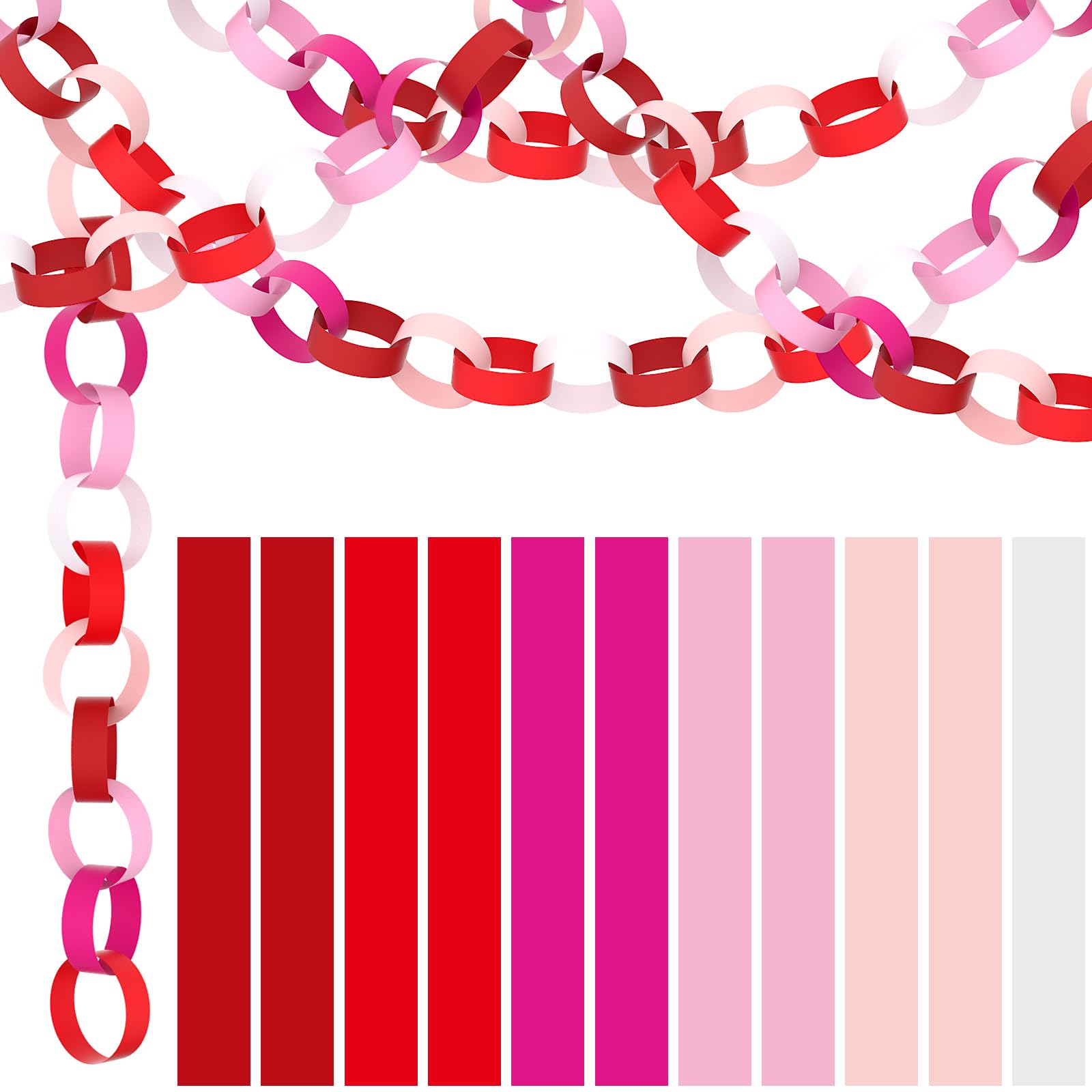 NACHLYNN 660 Pieces Paper Chains Garland Bright Colors Paper Strips for Classroom Home Party Decor (Pink)