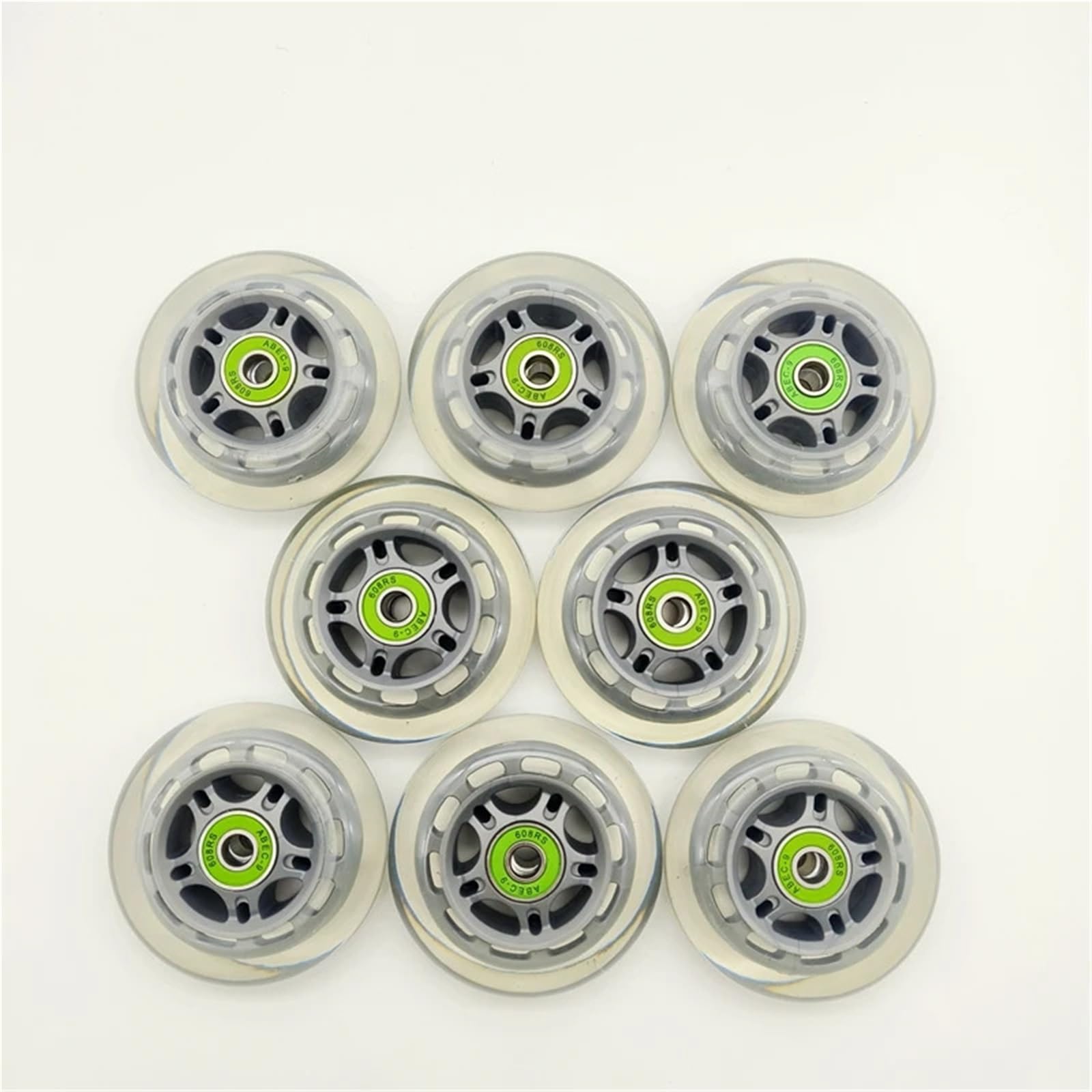 8 pièces Patins à roulettes Roue Scooter Roue 80x24 Noir Gris Couleur Transparente pour Les Parcs, Les patinoires