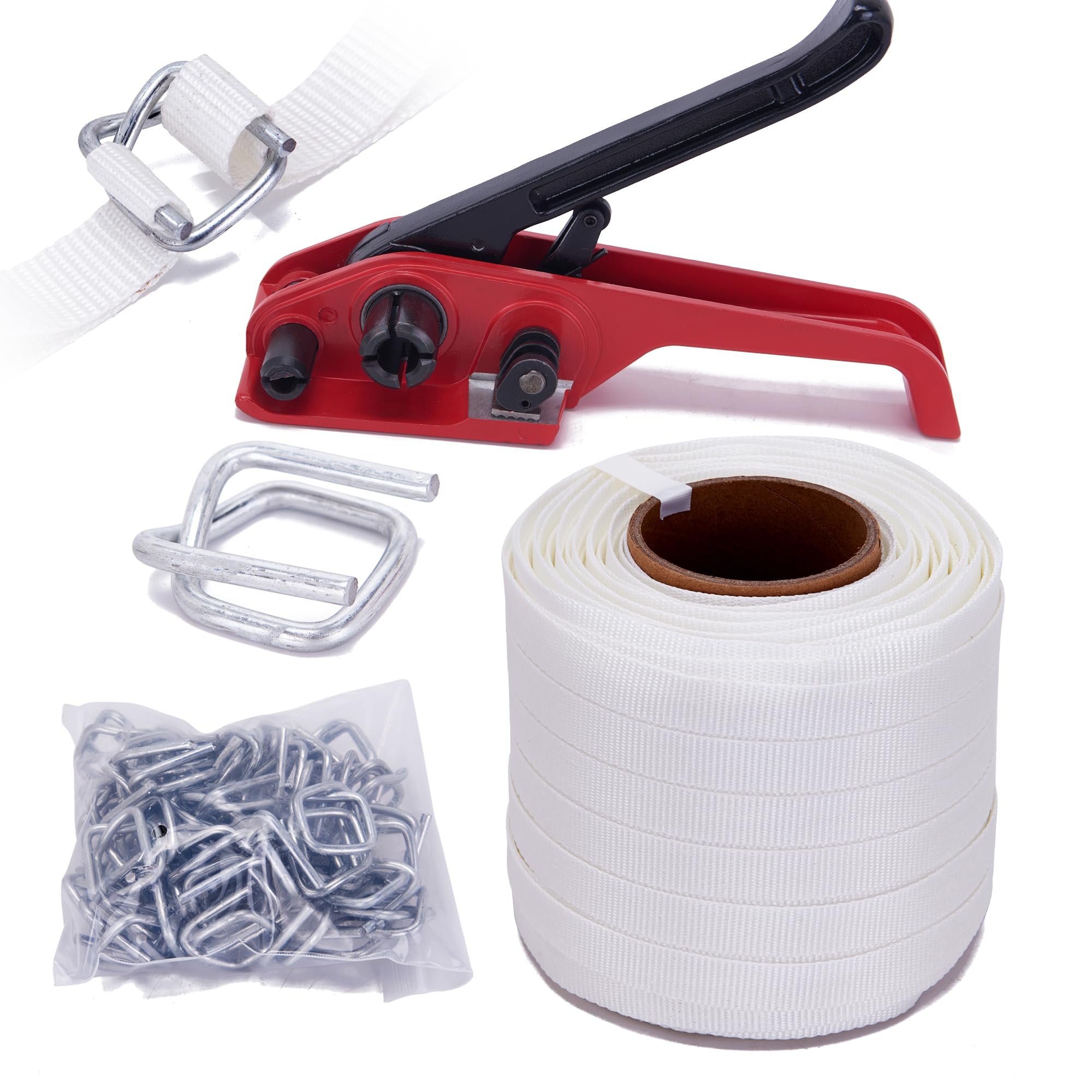 LNYEBN Heavy Duty Pallet Banding Strapping Kit with Woven Cord Tensioner,2500Lbs Break Strength 3/4