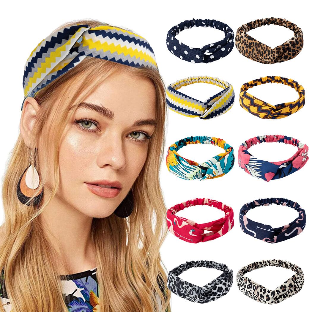 Fascia elastica intrecciata annodata per capelli, stile vintage, 10 pezzi
