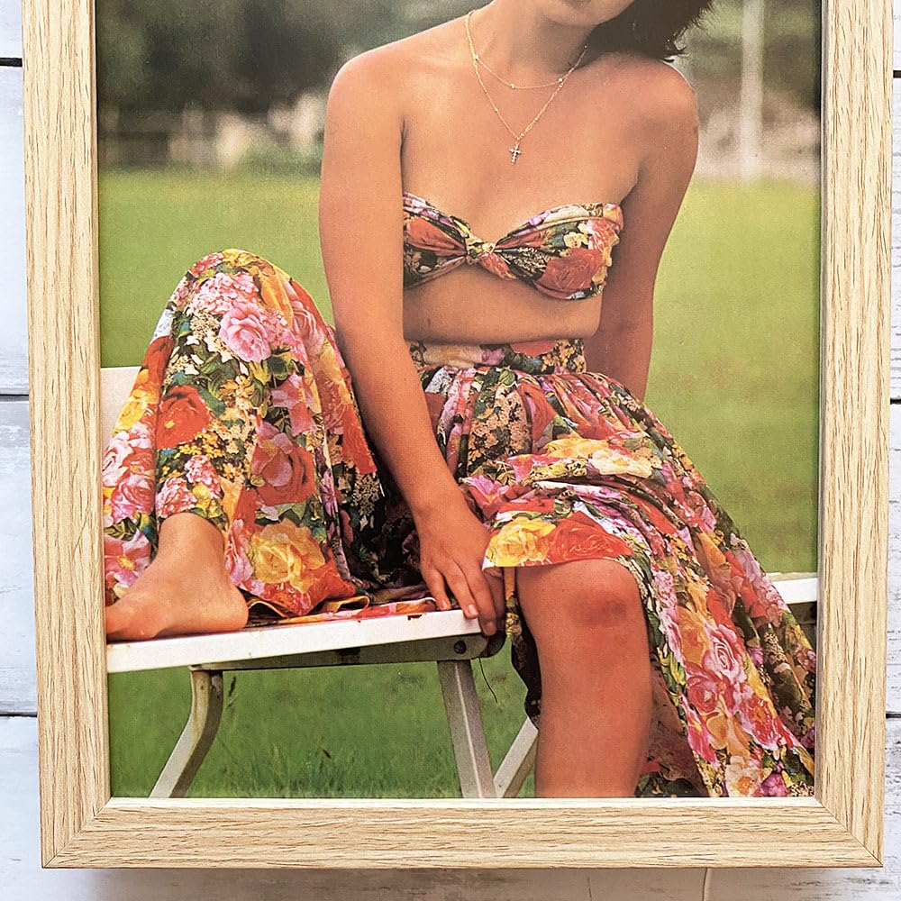 昭和レトロ 山口百恵 フジカラー ポスター 水着・サーフボード 額入り 