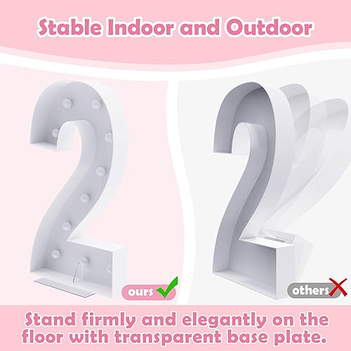 Miniatura 4 de Xiomot Marquesina de número de mosaico iluminado de 4 pies, marco de número 2 para globos, marco de números de globo gigante, marco de números