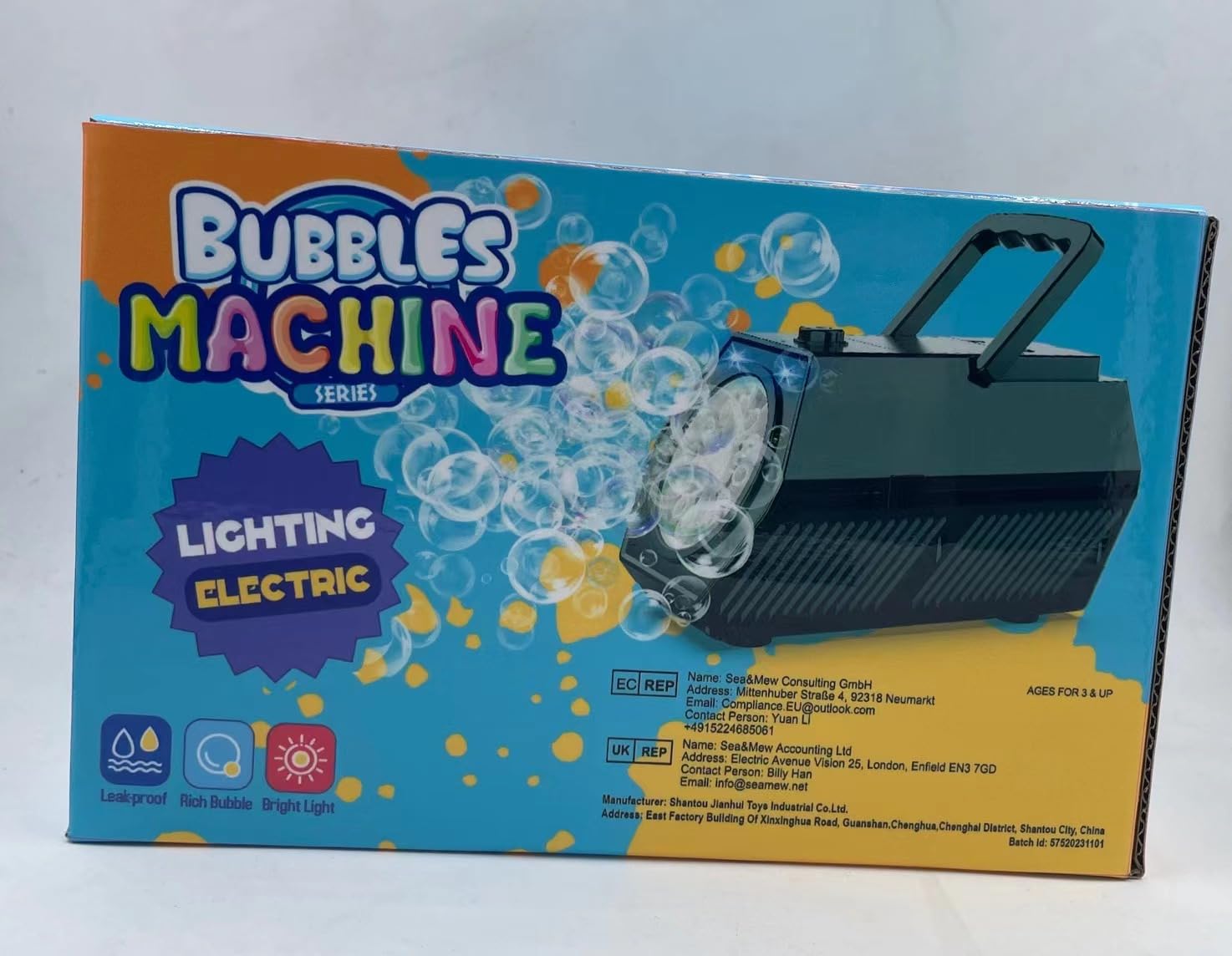 Neue Seifenblasenmaschine, Automatische Seifenblasenmaschine Kinder 10000 Blasen/Minute mit 240ML Tank, Blasenmaschine Geschenk für Kinder/Geburtstag/Party, Bubble Machine
