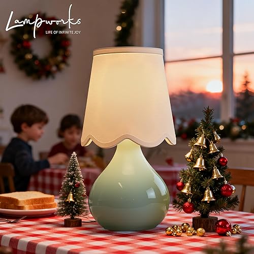Miniatura 2 de Lámpara de mesa LED inalámbrica de 14 pulgadas de alto con atenuador, lámpara de mesa de noche de cerámica, recargable y brillo de 3 niveles, base
