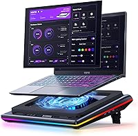 llano V12 Ultra Laptop Cooling Pad: 5.5" Turbo Fan, Smart AI Software Control, RGB, USB 3.0 Hub for 15.6-19" Gaming Laptops