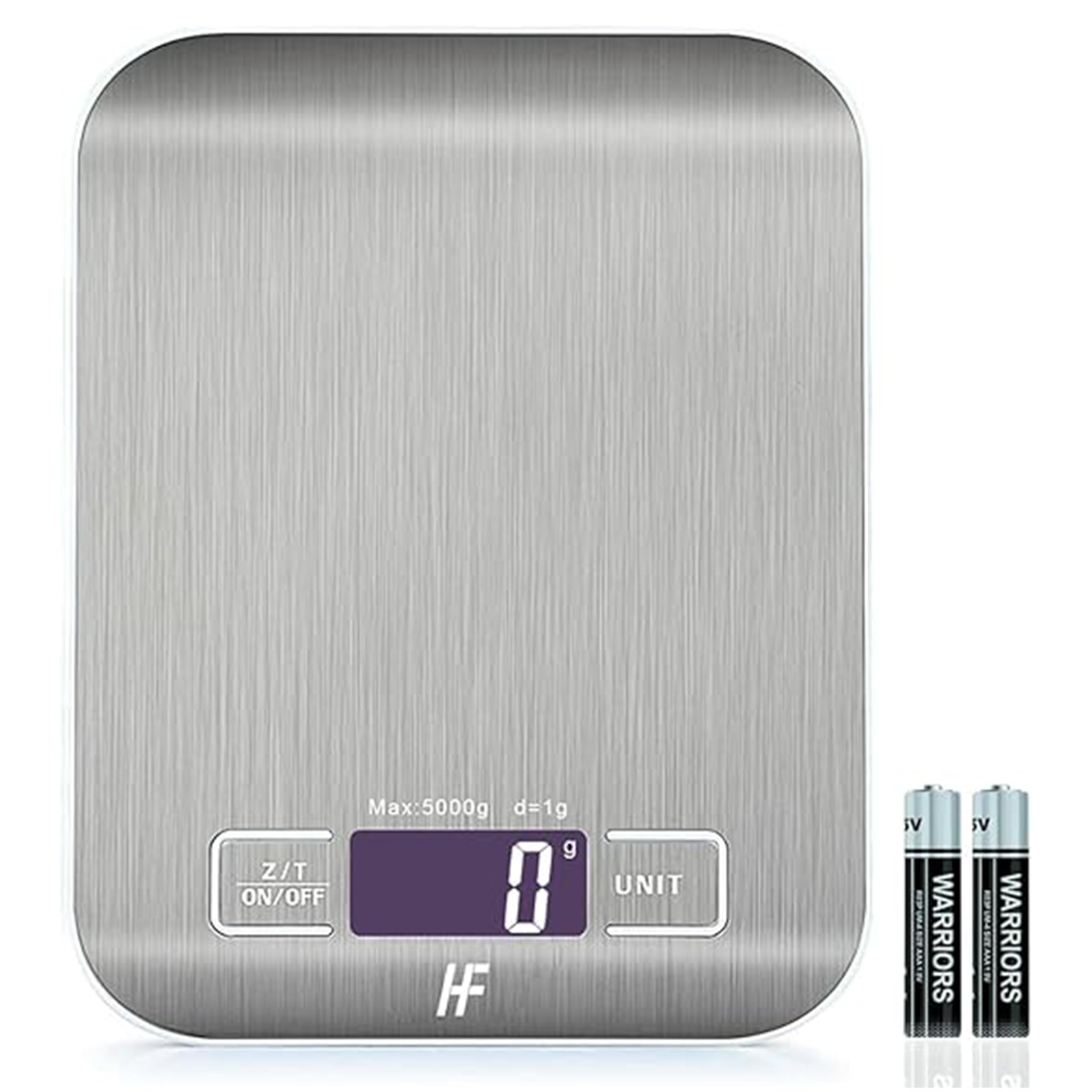 HomeFashion 5kg 1g 11lb Digital Kitchen Scales Food Scale with stainless steel Platform Electronic Cooking Backlit LCD Display Multifunction for Home and Office Use