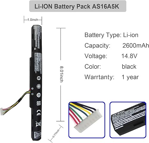 Miniatura 2 de AS16A5K AS16A8K - Batería compatible con Acer Aspire E15 E5-475 E5-475G E5-523 E5-553 E5-575 E5-575G E5-575T E5-575TG E5-774 E5-774G E5-774G E5