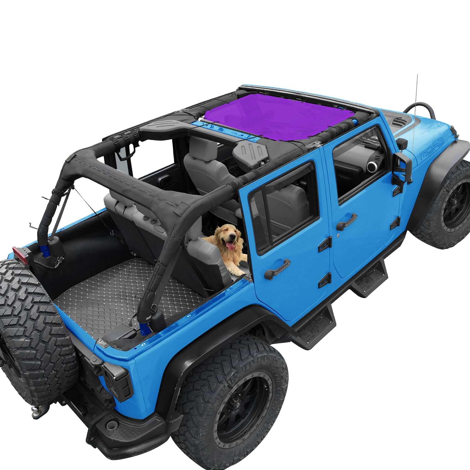 JK Sun Shade Top Compatible with Jeep Wrangler Sunshade, Purple, Front
