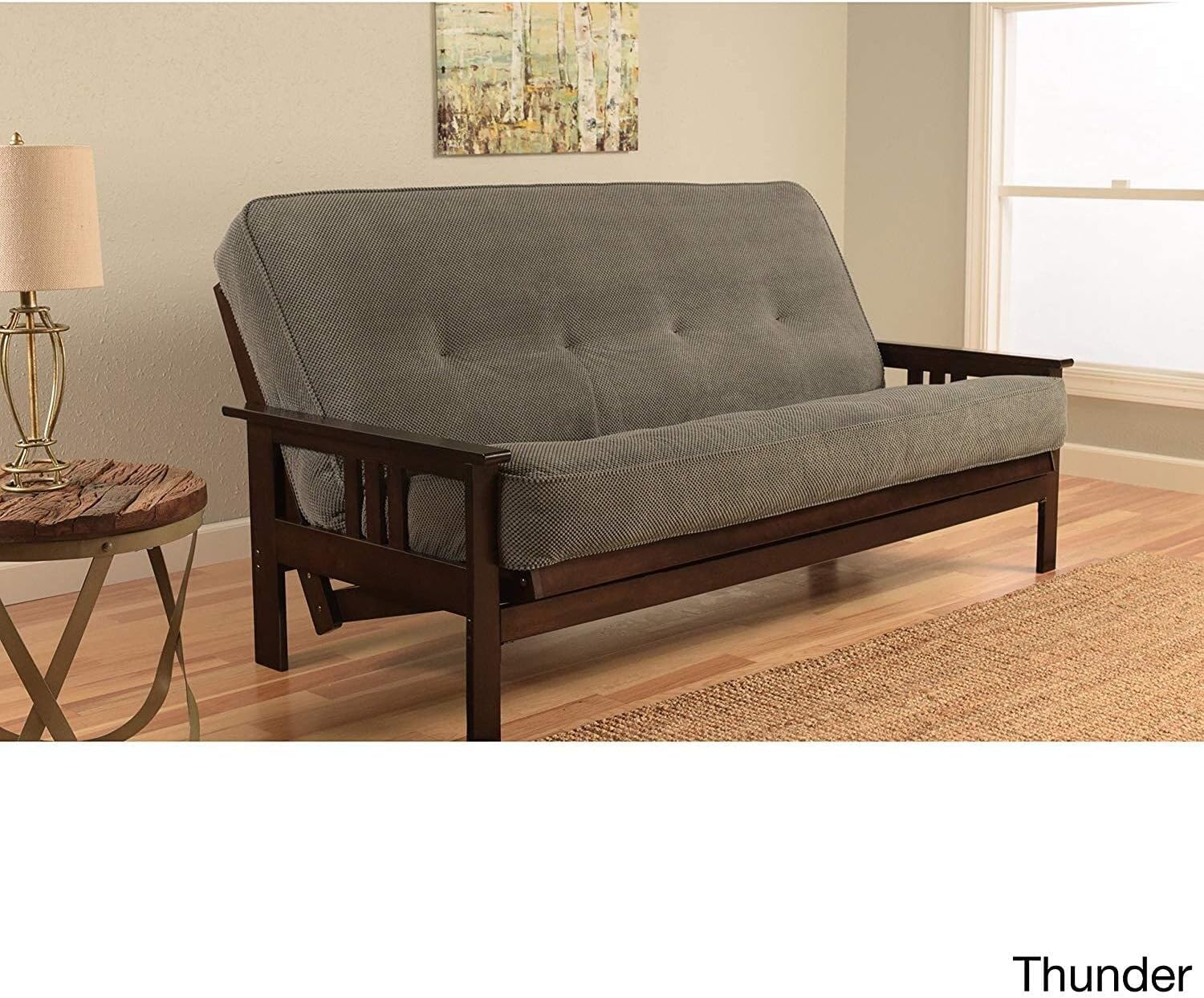 Maykoosh Full Size Futon Frame Sofa Bed - Hardwood Mission Style - Espresso Finish - Easy Conversion