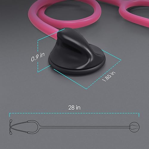 Miniatura 6 de Clairre Estetoscopio rosa para enfermeras, médicos y estudiantes de la escuela de enfermería, cabezal único para uso doméstico, suministros médicos