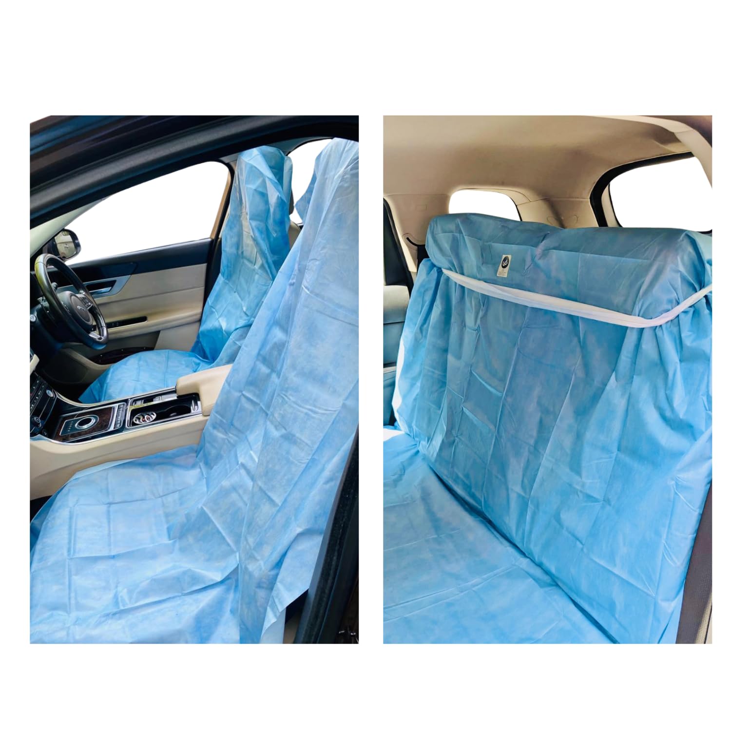 ISHTA Disposable Waterproof Non-Woven 30 GSM All-Purpose Sheet for Air & Train Traveling - 5 X 5 Ft Back Seat & 5 X 2.5 Ft Front Seat (2 Front & 1 Back Sheet, Blue)
