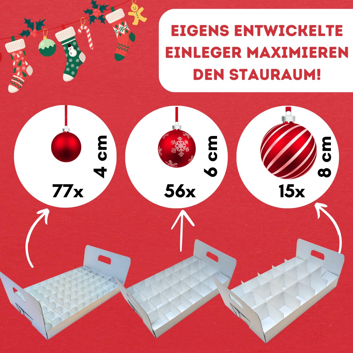 Weihnachtskugeln Aufbewahrungsbox mit Deckel | Sichere & stilvolle Aufbewahrung für Weihnachten | Christbaumkugeln | Christbaumschmuck und Deko | 47 Liter | BPA-frei | Compact Box