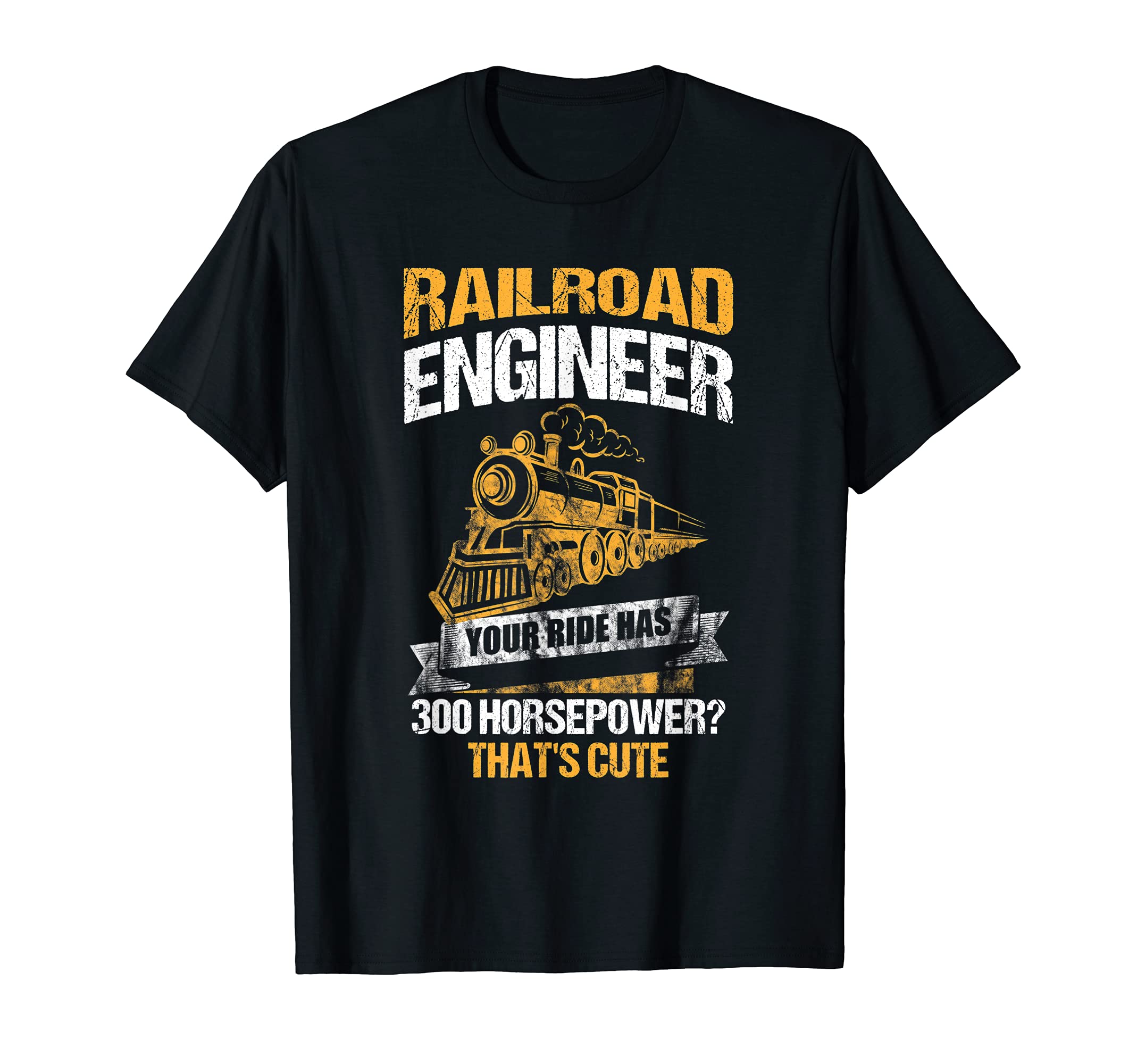 Steam Locomotive Railroad Engineer Retro Vintage T-Shirt, Black