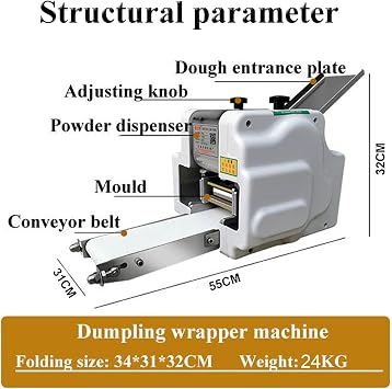 Multifunctional Automatic Dumpling Wrapper Maker 60Pcs/Min, Commercial Dough Processing Machine with 3 Replaceable Molds, for Making Dumpling Skin/Wonton Skin/Noodles
