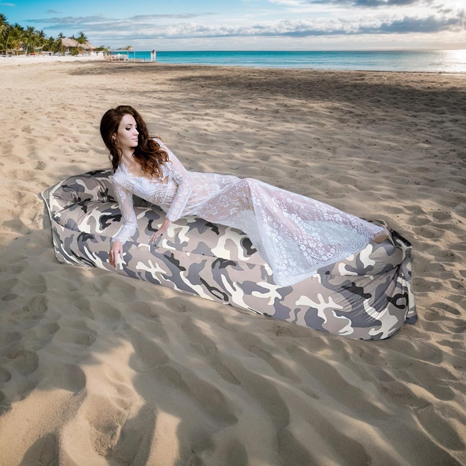 空気注入式ソファ エアラウンジャー キャンプソファ 防水ハンモックベッド 軽量 ブローアップチェア キャンプ ビーチ ガーデン プー