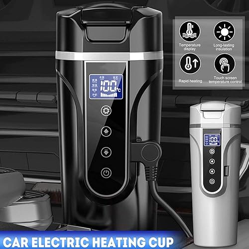 Miniatura 4 de Hervidor eléctrico de viaje de acero inoxidable de 169fl oz caldera de agua caliente de temperatura inteligente taza de calefacción con pantalla LCD