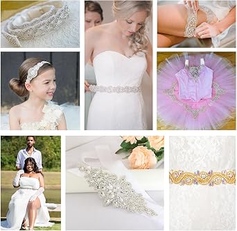 ShiDianYi Ivory Wedding Belt and Sash with Pearls and Rhinestones