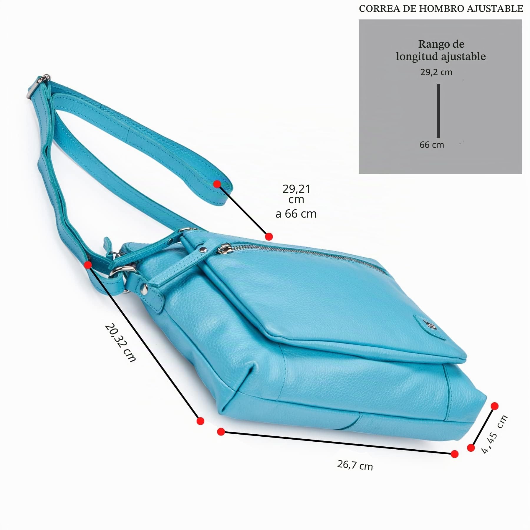 Wise Owl Accessories Bolso bandolera de cuero genuino granulado, modelo compacto unisex con bolsillos cremallera, ideal para viajes, uso diario y organización
