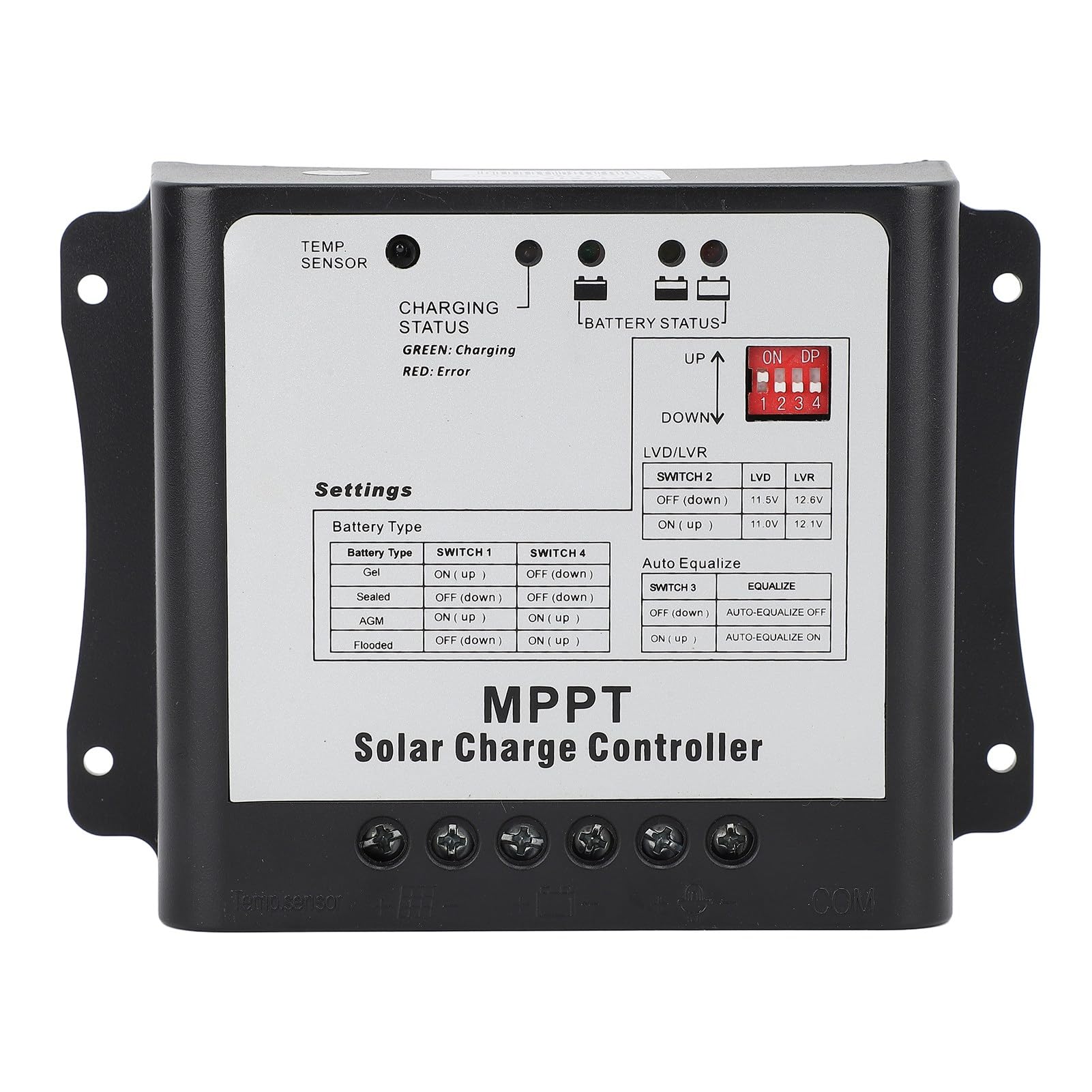 Yosoo Health Gear Regolatore di Carica Solare MPPT, Regolatore Pannello Solare in Lega di Alluminio ABS 15A 75V per Batterie 12V 24V, Tracciamento 99,9%, Monitor LCD, Protezione Multipla per Marino