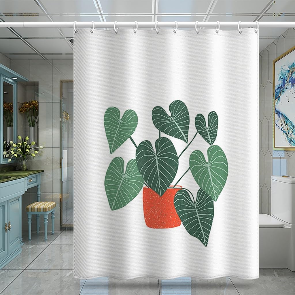 Shower Liner Shower Curtain Bathtub Curtains Polyester Thickened Bathroom Curtain Digital Printing Shower Curtain Waterproof Bathroom Curtain with Hooks Suitable for Bathroom (Size