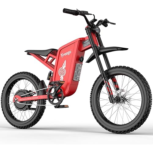 Freego Electric Motorcycle for Adults, X2Pro Electric Dirt Bike 6000W(Peak) Motor 60V/30Ah Battery,50MPH Off Road Electric Bicycle,19x2 Tire Full Suspension/Four-Piston Hydraulic Brake