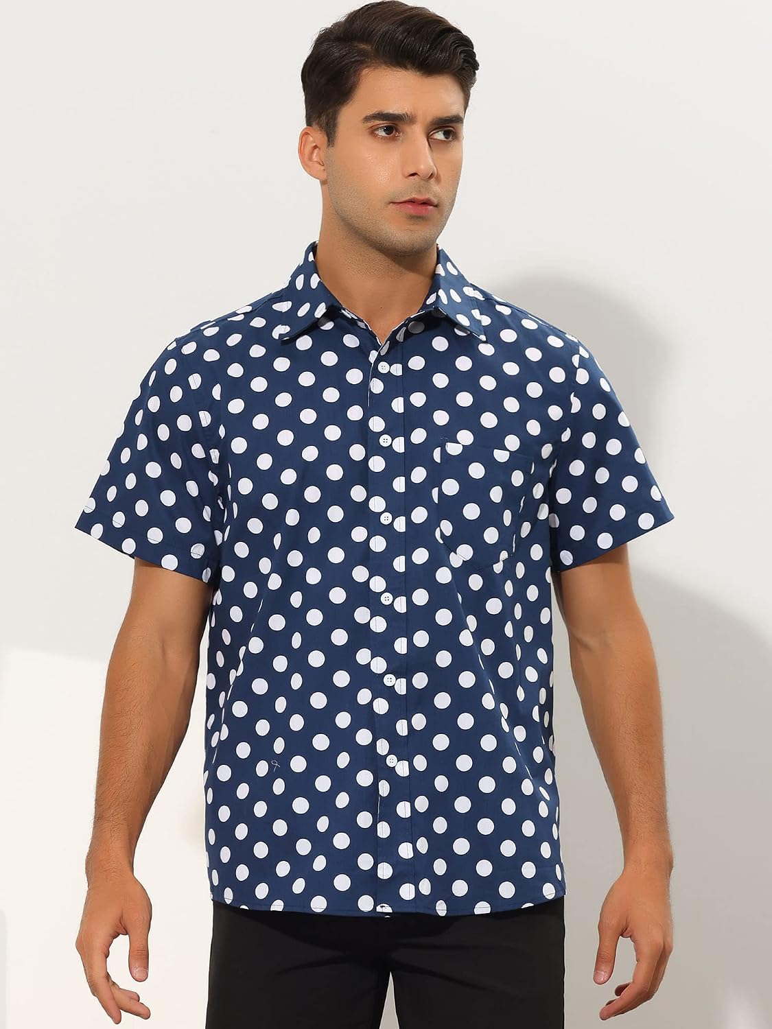Lars Amadeus Polka Dots Dress Shirts for Men's Slim Fit Short Sleeves Button Summer Shirts