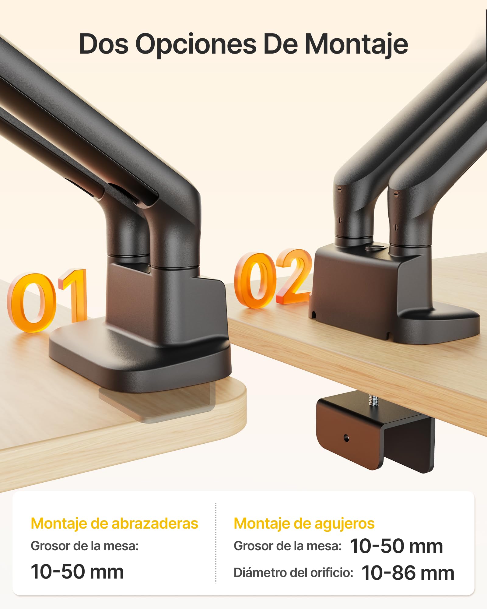 monTEK Brazo Monitor Doble 17-35", Soporte Escritorio con Resorte | Mecánico Resistente, Máx 12kg por Brazo, VESA 75/100mm, Ajustable, Giratorio e Inclinable, Montaje Pinza y Ojal