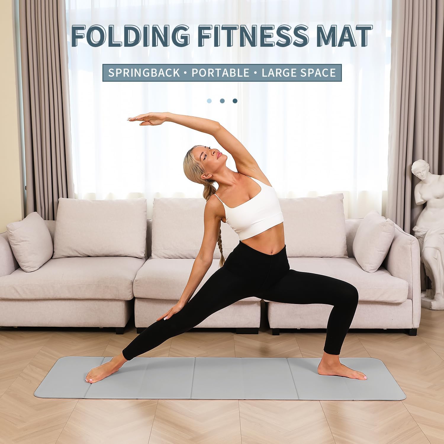 Foldable Yoga Mat - 10mm Extra Thick, 75"26" Non-Slip Exercise Fitness Mat | SGS Eco-Certified, Portable for Yoga/Pilates/Studio/Home Workout - Image 2