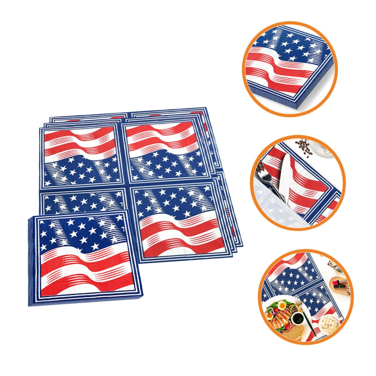 PLAFOPE 120 Piezas Servilleta De Papel 4to Servilletas De Americana Servilletas De Papel Decoración Nosotros Diseño De La Americana De Cena A Nosotros