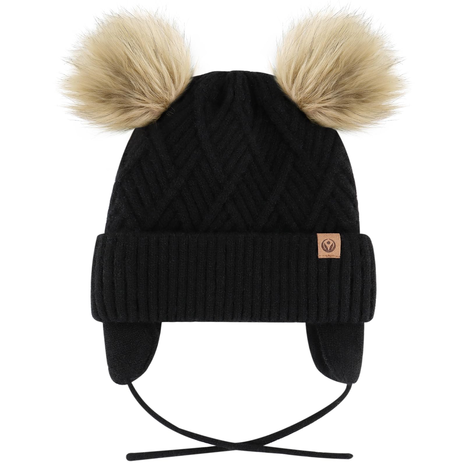 Toddler Winter Hat, Earflap Fleece Lined Pom Pom Beanie Kids 1-12T
