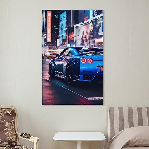Miniatura 7 de Japón Jdm Car R34 - Pósters e impresiones de coche nocturno para automóvil, arte de pared, decoración de sala de estar para hombres, pinturas