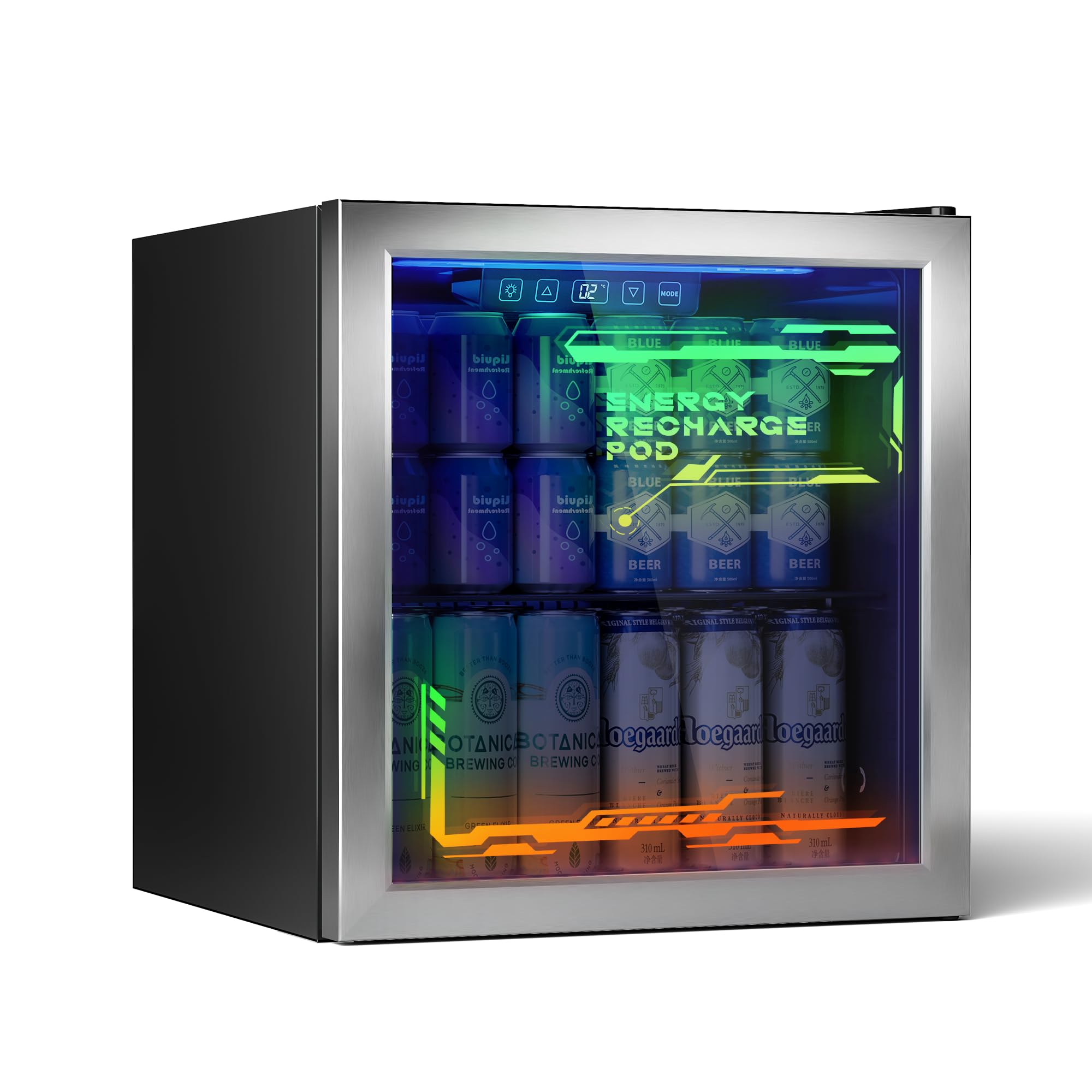 TRIUMPHKEY 50L Getränkekühlschrank mit Glastür und RGB-LED-Beleuchtung