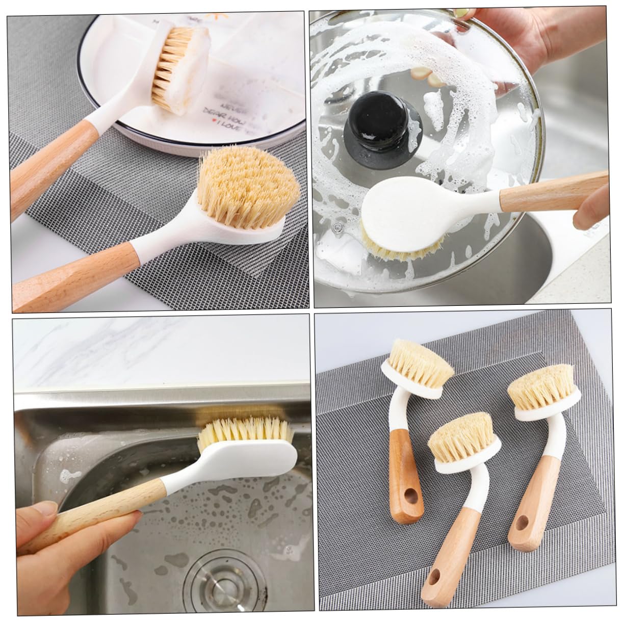 Juego de cepillos de limpieza de mango largo – Fregadero de platos y utensilios de cocina – Cepillo duradero para platos para el hogar para una fácil limpieza y fregado de sartenes – Herramienta