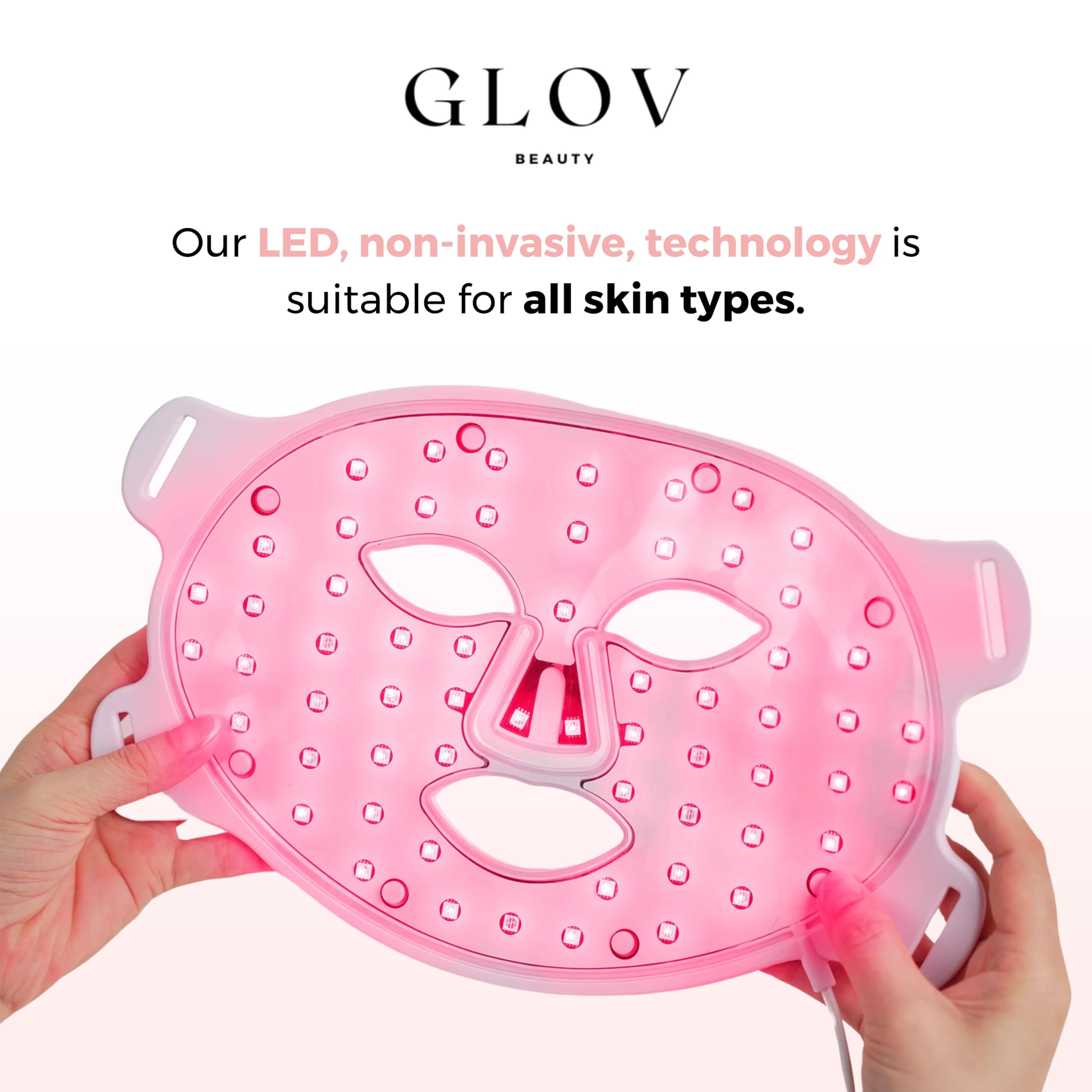 Glov Beauty - Anti-Aging LED Face Mask Red Light Therapy for Wrinkles, Fine Lines & Firmer Skin - Four Color Modes - Easy 10 Minute Session, Rechargeable, Facial Home Spa Device