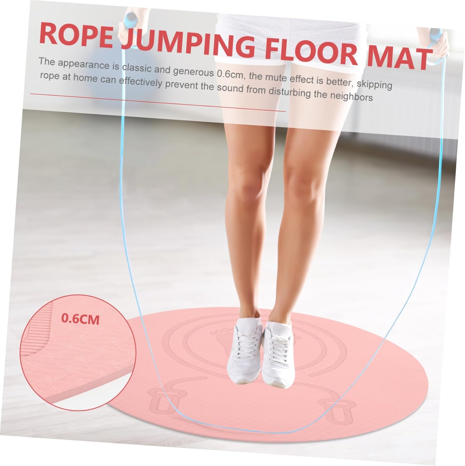 Tpe Non-slip Jump Rope Mat Pink Cushion for Household Exercise Shock Absorption Soundproof Fitness Gym Yoga Floor Pad