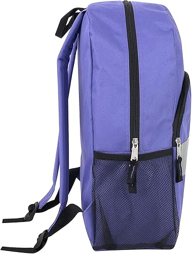 Miniatura 3 de Paquete de 24 mochilas a granel con suministros escolares, rayas reflectantes, bolsillos laterales para botellas de agua, correas acolchadas