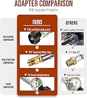 Vista 6 de Regulador de propano de 2 etapas de cambio automático para caravana, 2 tanques, manguera de propano LP de 18 pulgadas con manómetro, manguera