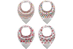 Plush Baby Bandana Drool Bibs with Attached Teether