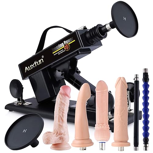 Auxfun Sex Machine Device for Women Auto Thruting Love Machne Dildo Hismith 3.5''Suction Cup Adapter with 3 XLR Connector Attahcments Hands-Free Machine Lifelike Dildo - 8 Piece Set