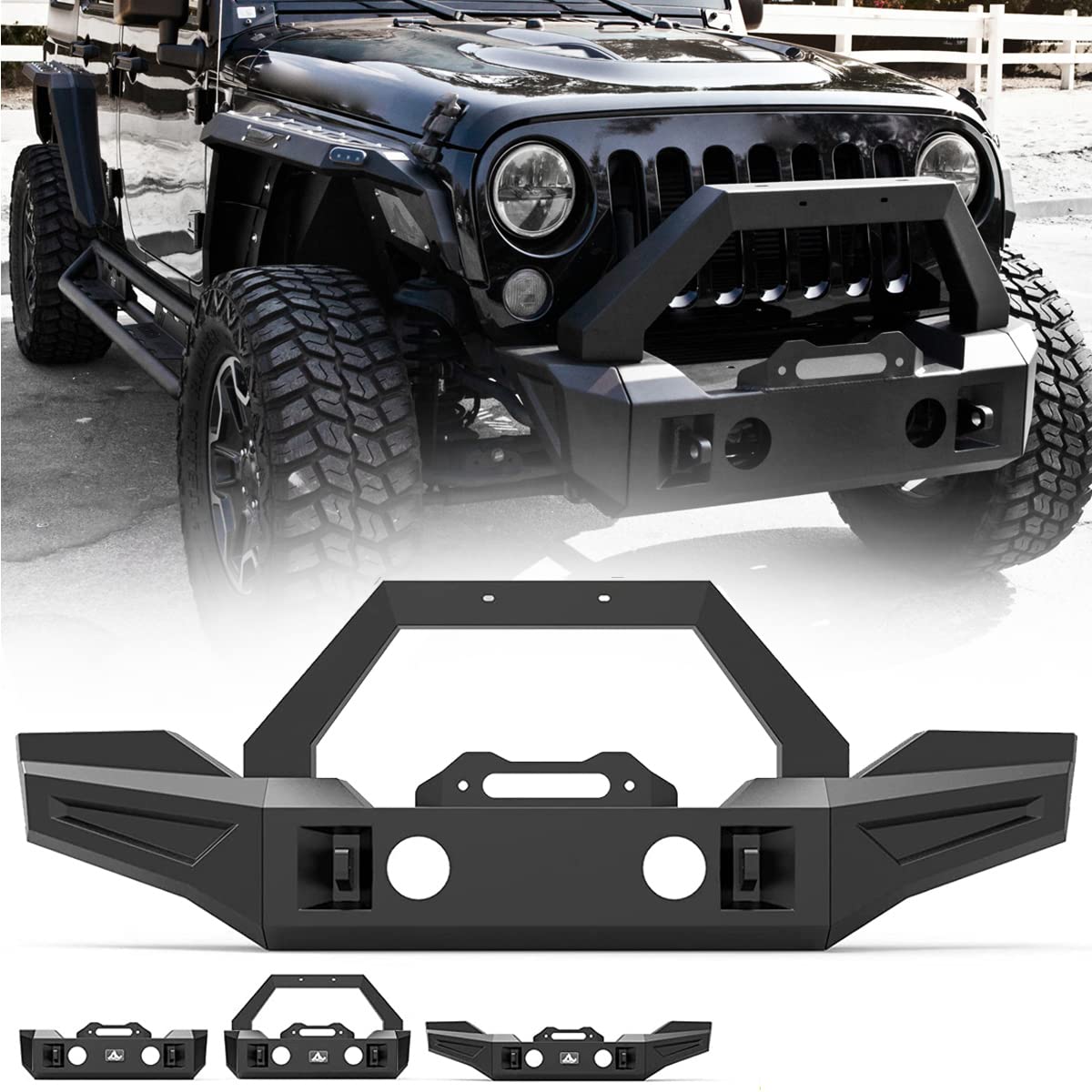 Amazon.com: Front Bumper for Jeep 2007-2018 Wrangler JK/JKU 4WD  