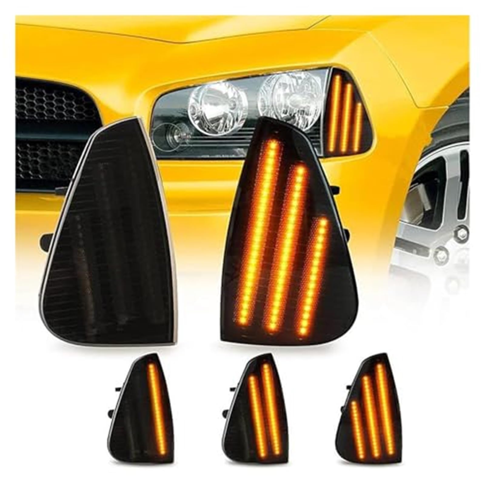 Dla DODGE, dla ładowarki 2006-2010 2 sztuk/para kierunkowskaz LED przedni narożnik światła boczne 3 rzędy listwy LED lampka sygnalizacyjna samochodu Światło kierunkowskazu samochodowego