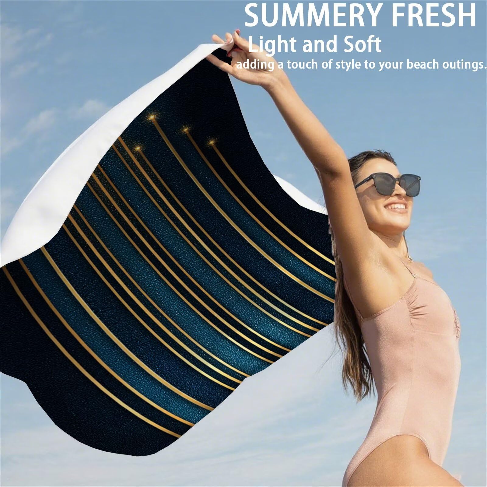 Mikrofaser Strandtuch 80x160cm, Aurora Strandtuch Abstrakt Saunahandtuc 2 Stück Stranddecke Sandfrei, Schnell Trocknendes, Saugfahiges Strandmatte, Sporthandtuch für Urlaub Schwimmen Camping OC-967