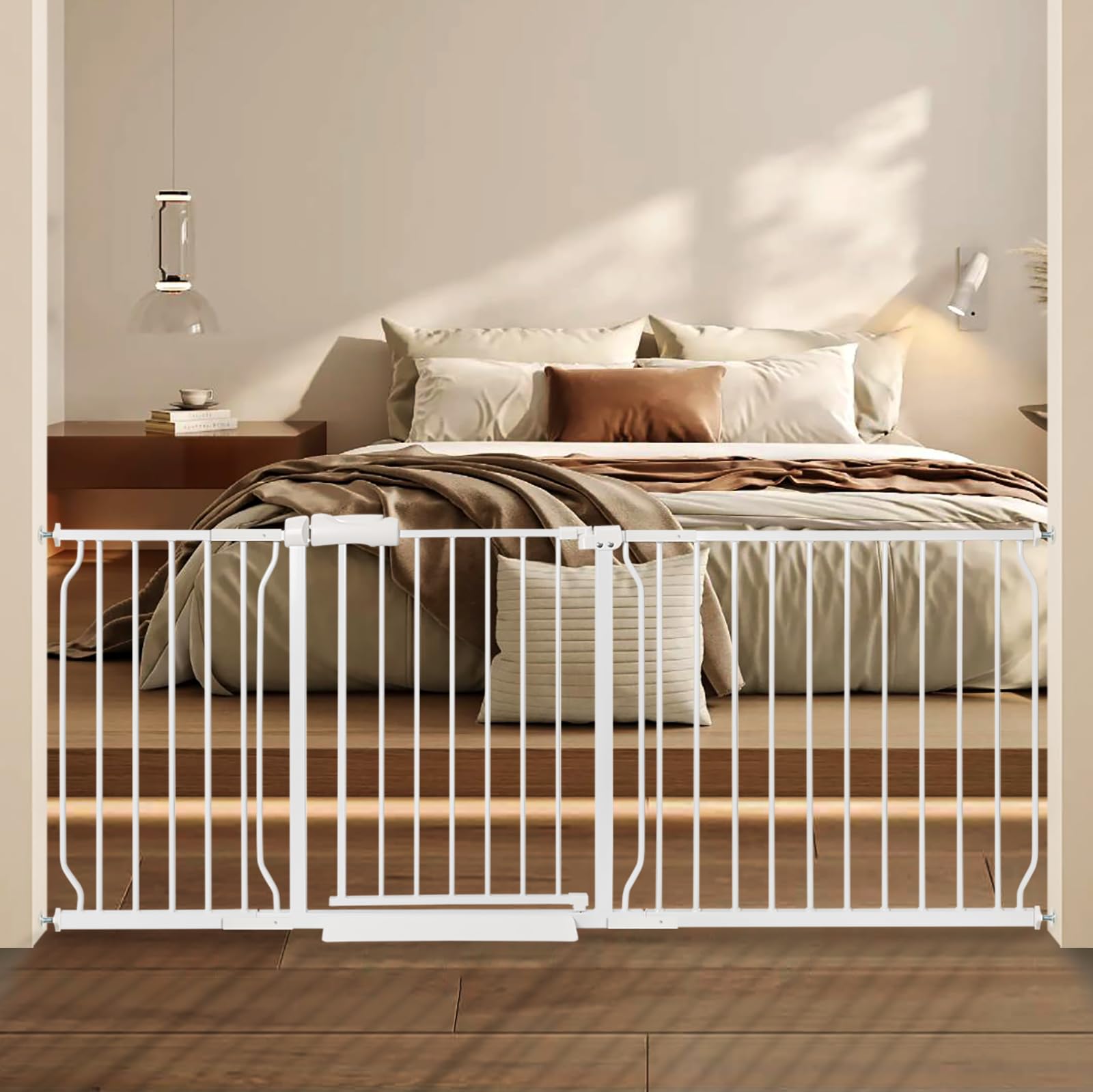 Extra Wide Baby Gate with Door Pressure Mounted 71.65-76.38 Inch,Child Baby Gates for Doorways No Drilling,Walk Through Dog Gate Indoor for The House